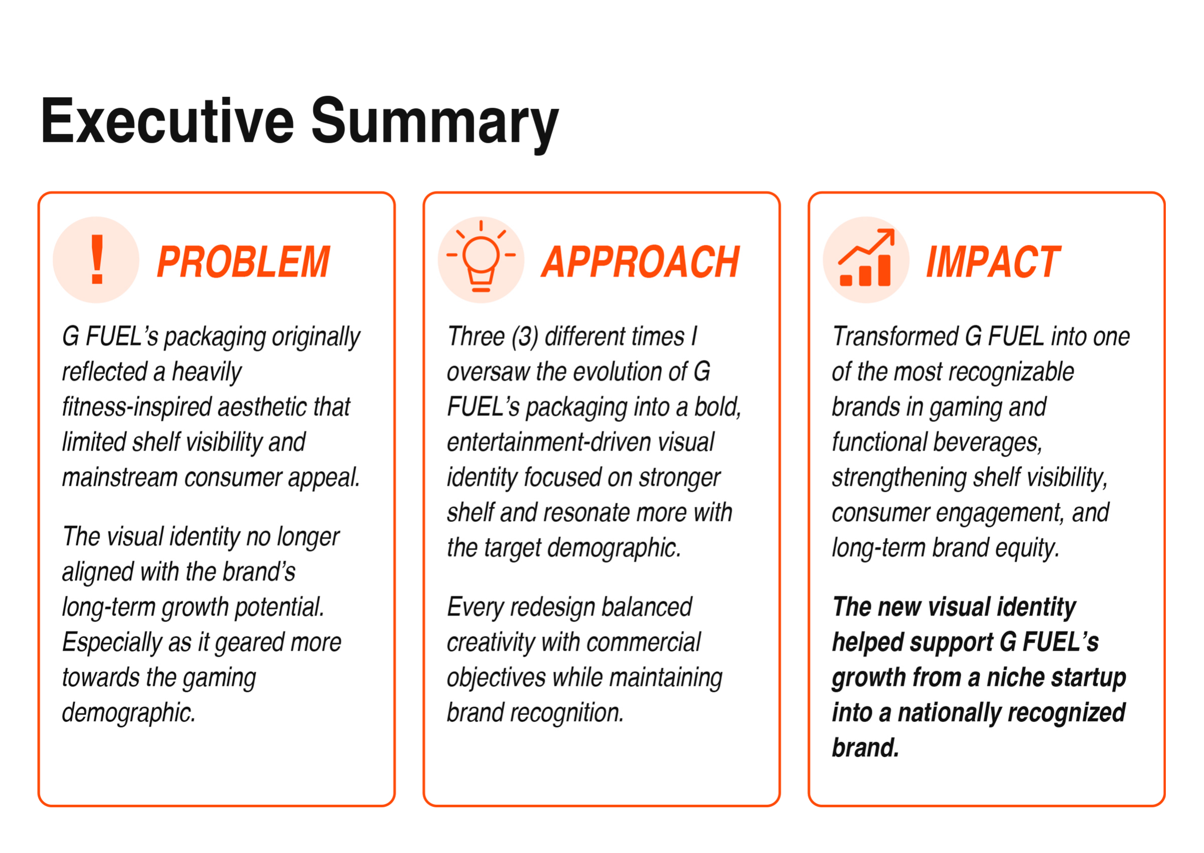 Executive Summary: Brand Evolution case study problem, approach, and impact